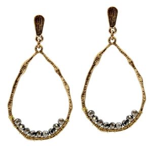 Teardrop Dangling Earrings Women | Teardrop Shaped with Metallic Graphite Beads